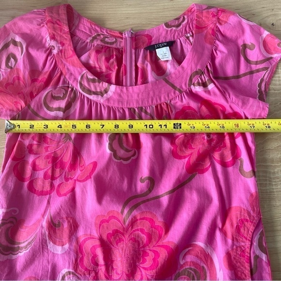 J. Crew 100% Cotton Floral Short Sleeve Boxy Sheath Dress Size 2 - Picture 8 of 10